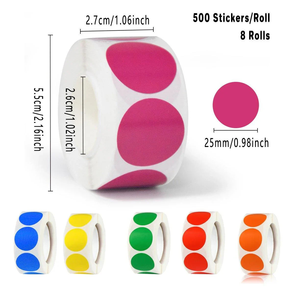 Colored Round Seal Stickers 8 Rolls