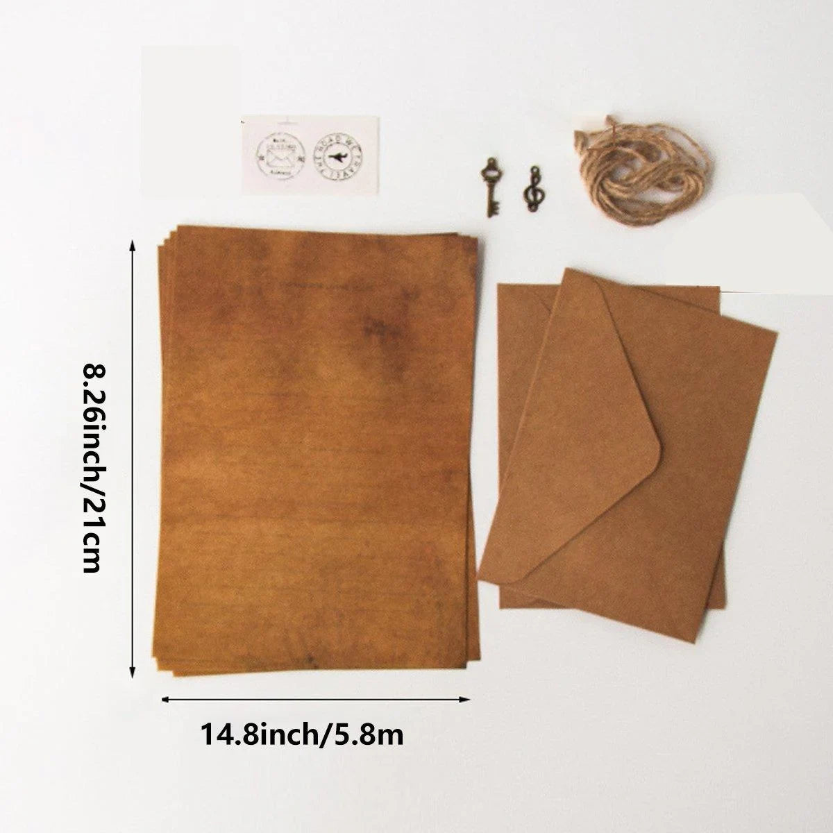 Cowhide Letter Paper Envelope Stationery Writing 5Set