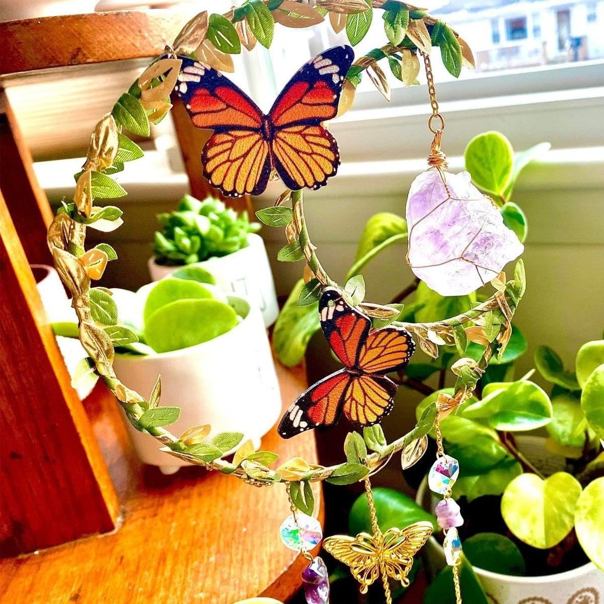 Moon Butterfly Flower Wind Chimes Garden Pendant 2Styles 1PC