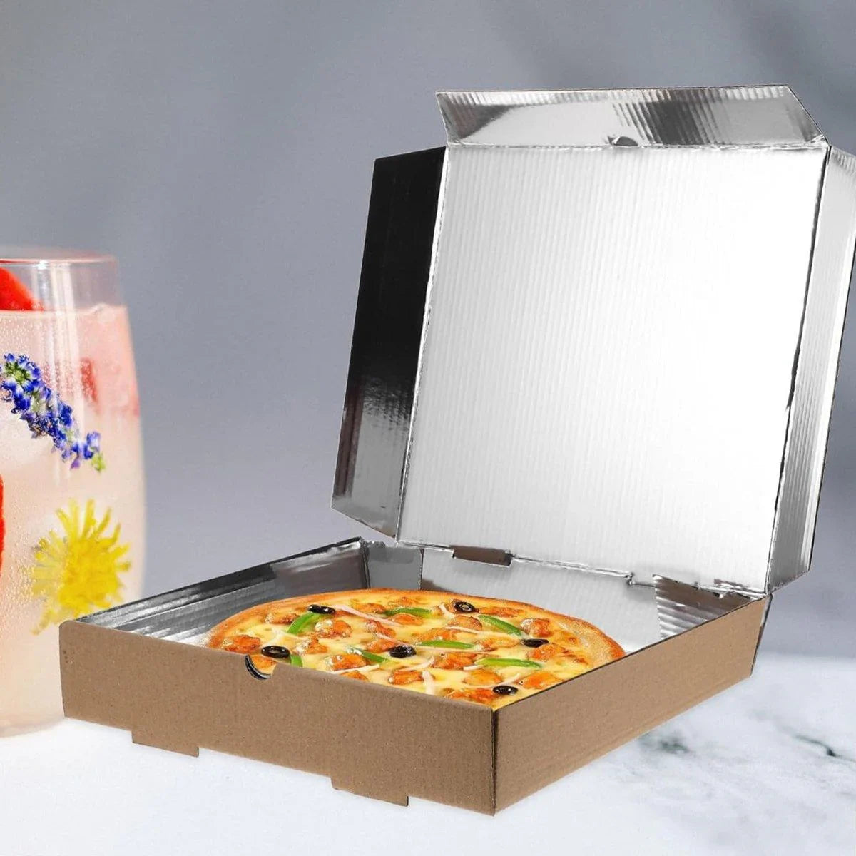 Pizza Boxes Aluminum Foil Lining Heat Retention 50PCS