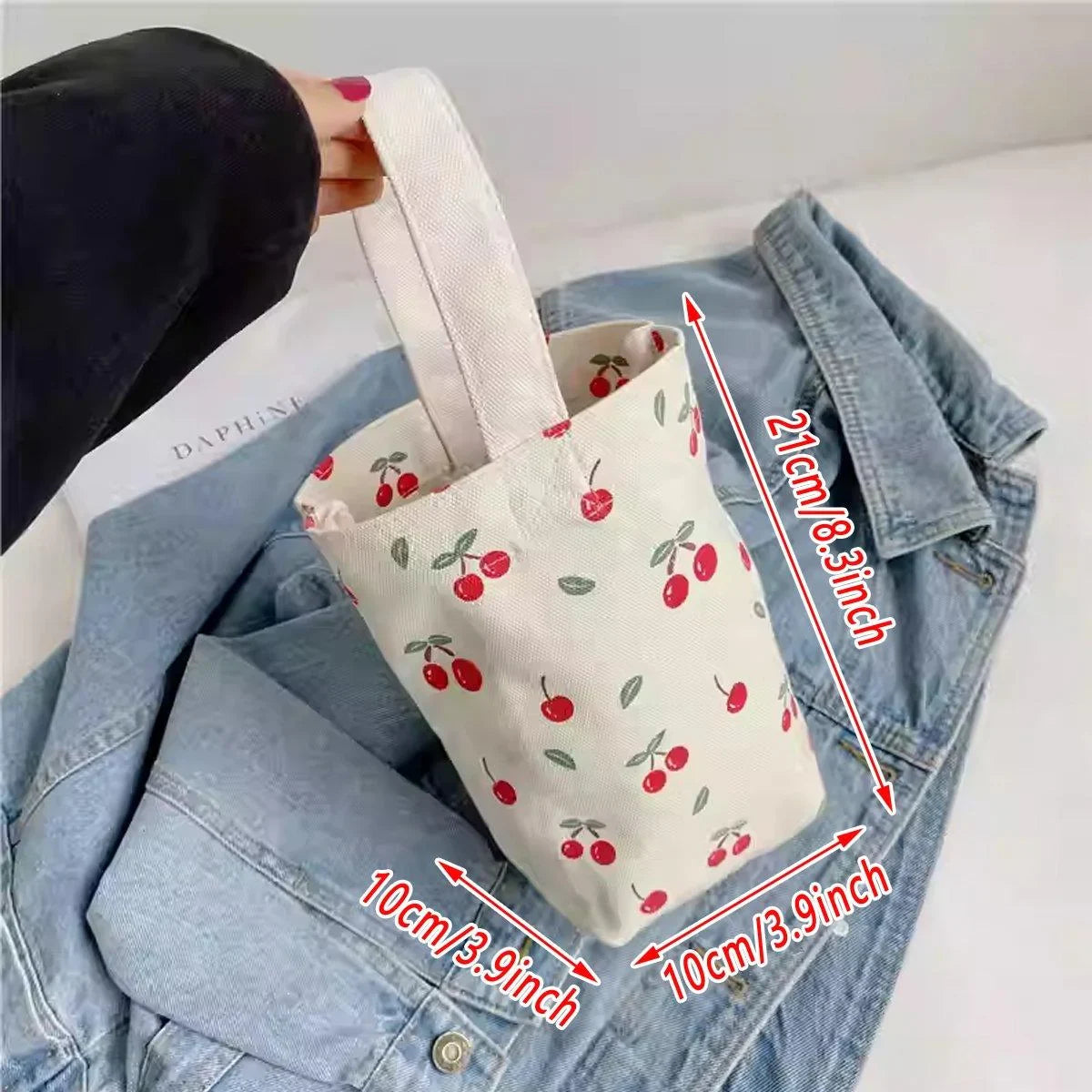 Red Blue Small Canvas Bags Cup Holders 2PCS