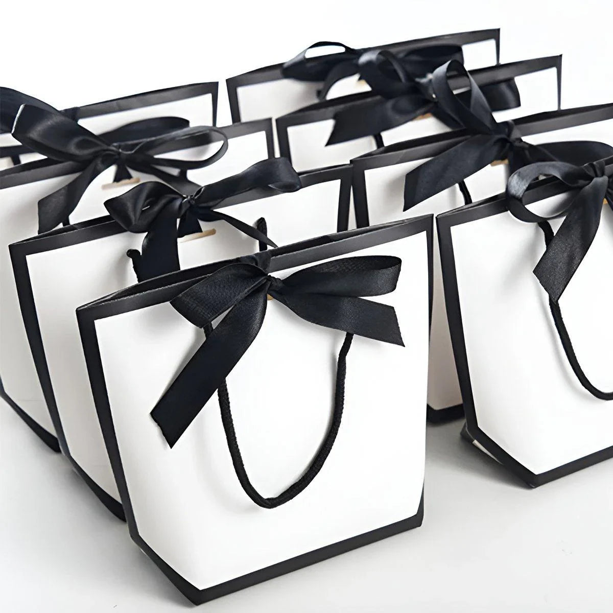 Paper Gift Bags with Black Ribbon 25PCS