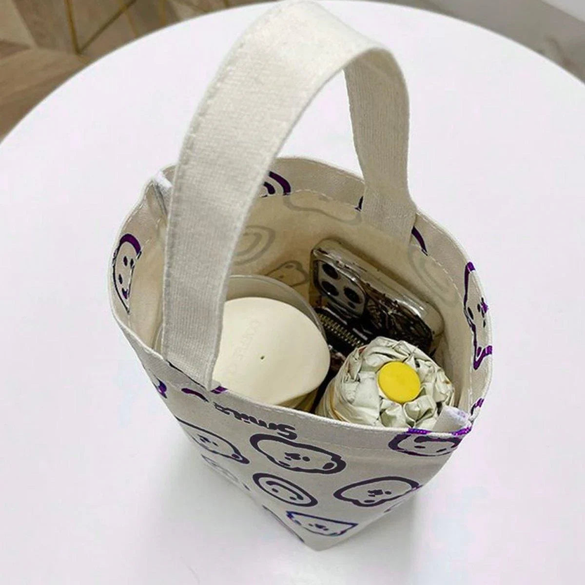 Red Blue Small Canvas Bags Cup Holders 2PCS