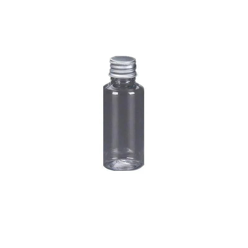 PET Clear Plastic Bottles with Aluminum Caps for Liquids 50 or 100 pcs