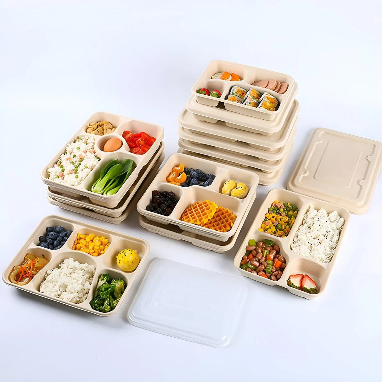 Plant Fibers Takeaway Containers Boxes 25-50pcs