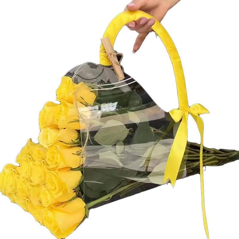 Transparent Flower Handbags PET Floral Display 10PCS