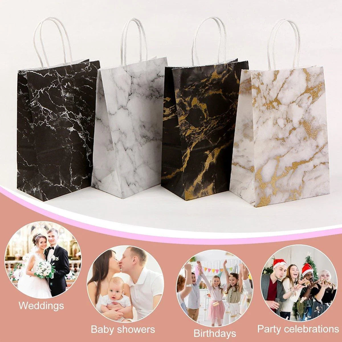 25PCS Shopping Paper Bag Handbag Party Favor Gift Bags