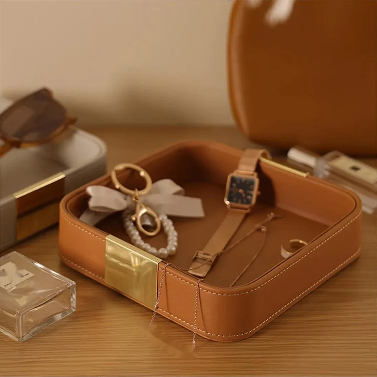 Leather Desktop Storage Tray 1PC