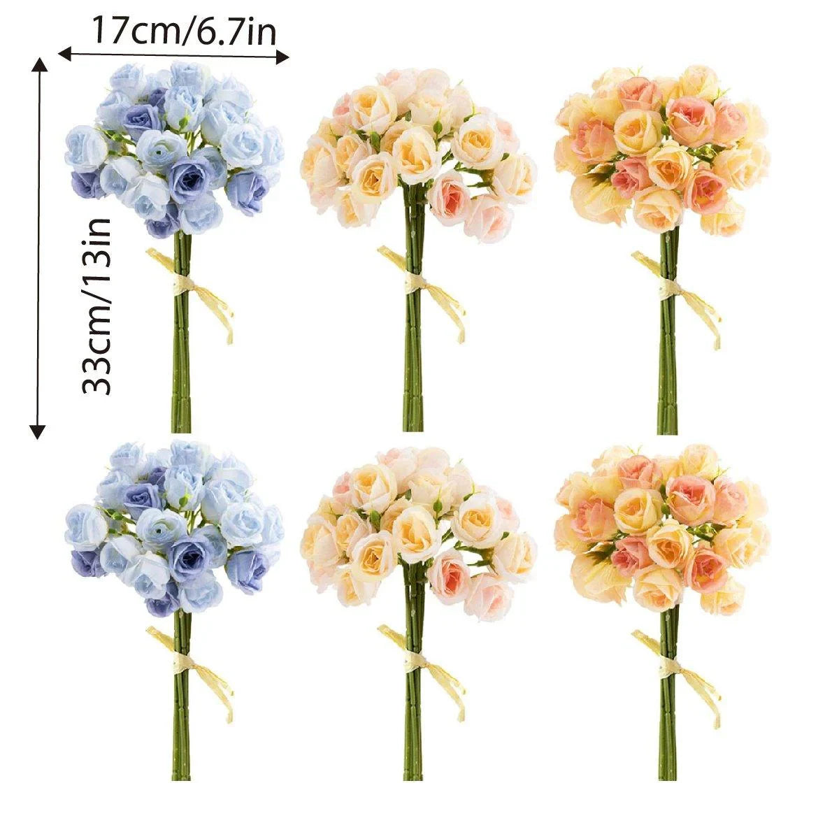 27 Head Broken Ice Blue Holding Flower Fake Flowers 2PCS