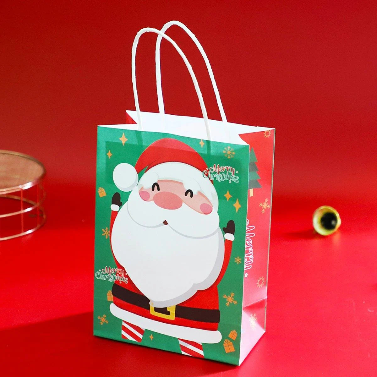 25PCS Christmas Tote Bags Kraft Paper Gift Bags