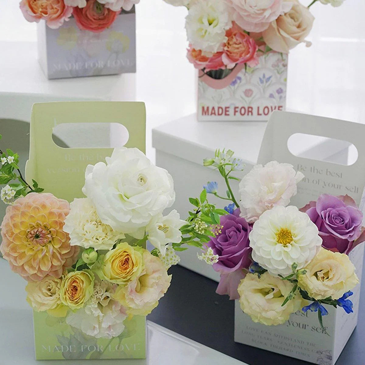 Foldable Hand-Held Flower Packaging Boxes 10 PCS