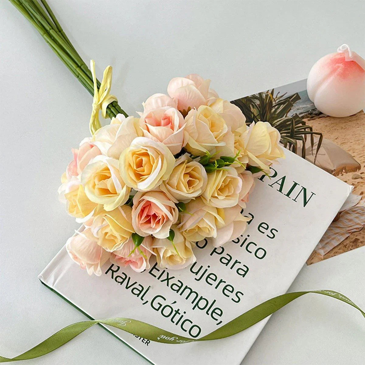 27 Head Broken Ice Blue Holding Flower Fake Flowers 2PCS