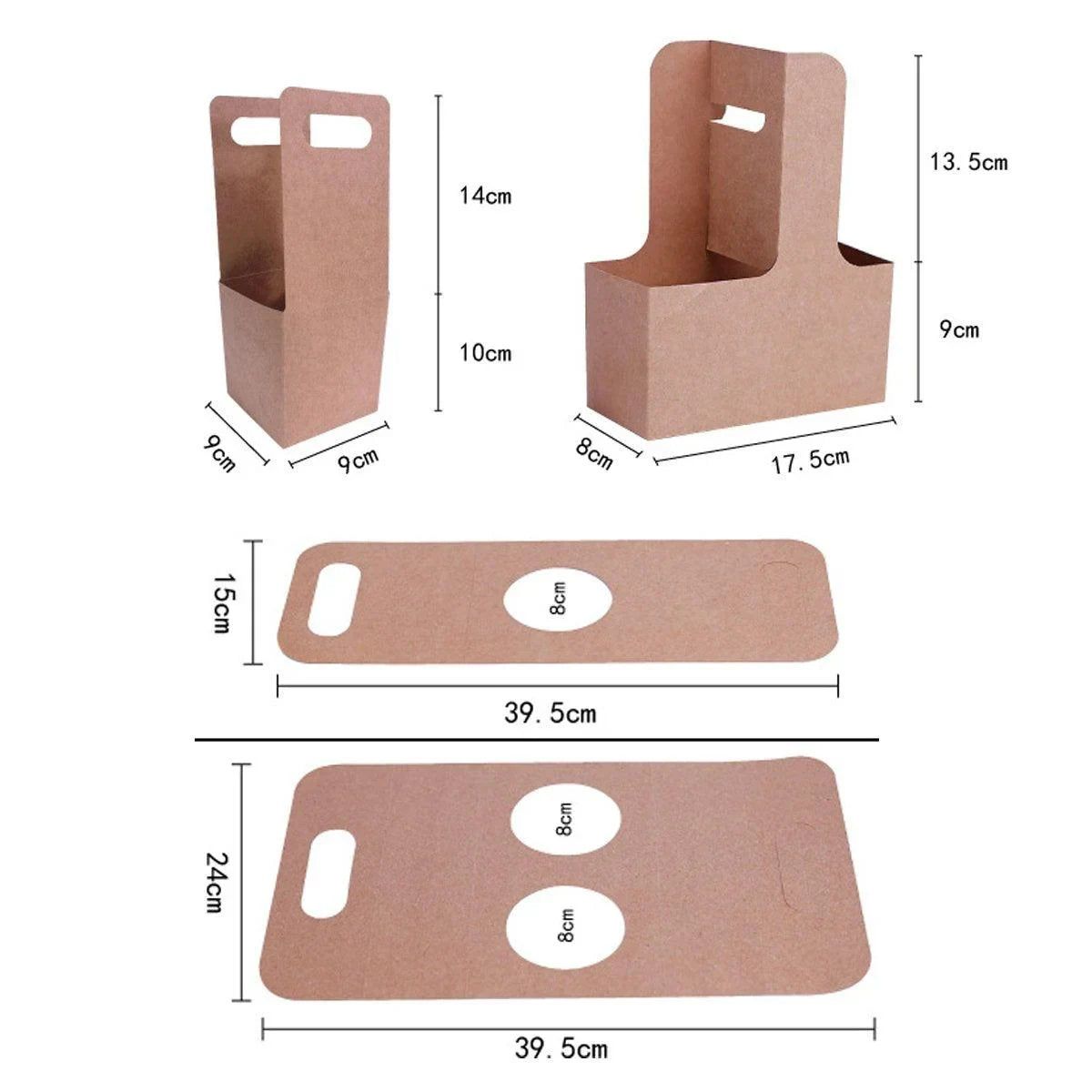 These kraft paper portable cup holders are perfect for cafes, takeaways, and events where carrying beverages is needed.