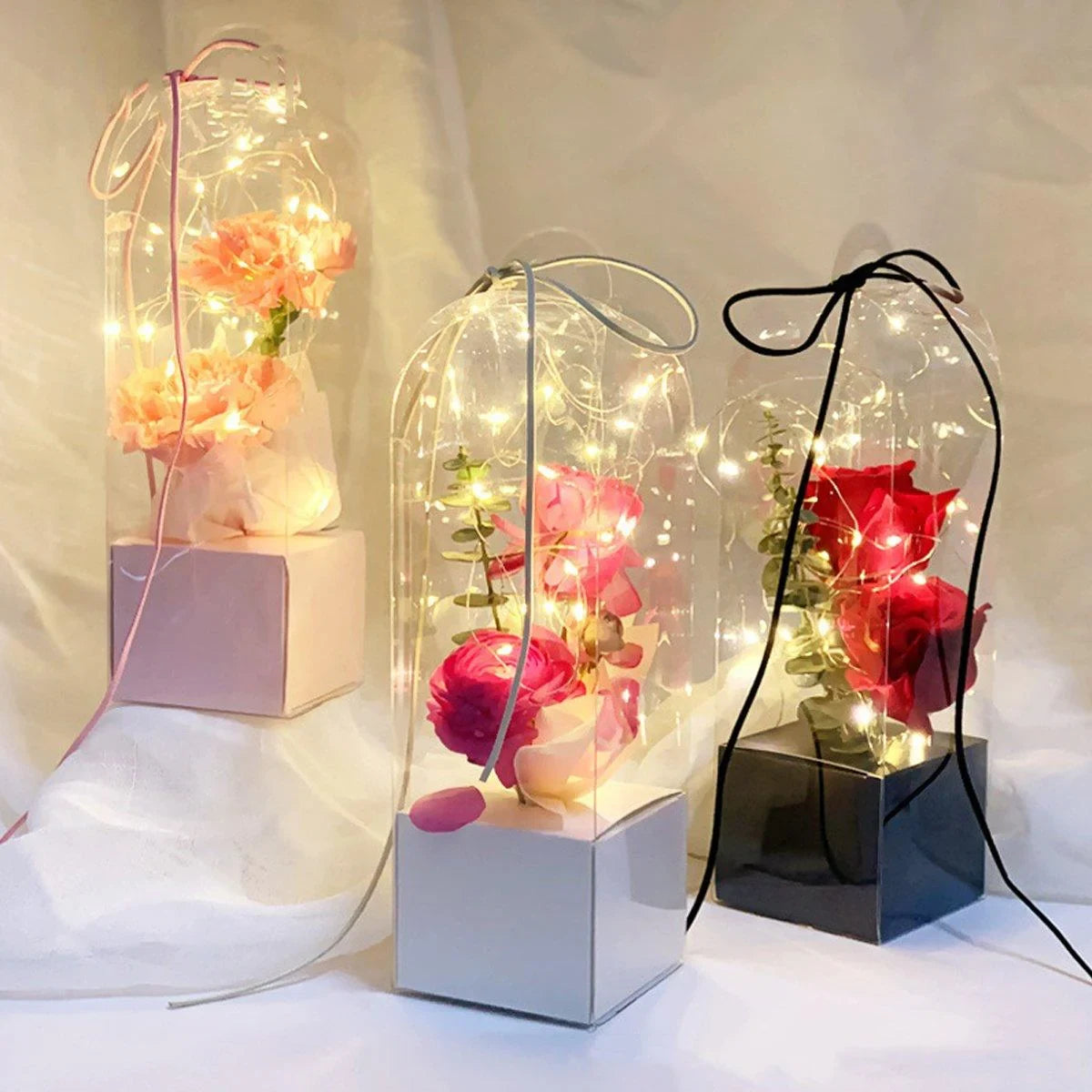 Clear PVC Flower Boxes Gift Packaging 10PCS