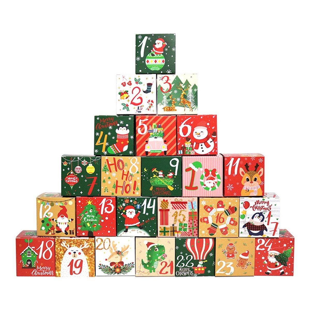 Countdown to Christmas with this festive set of 24 Christmas Candy Boxes!
