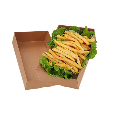 Enhance your food presentation with this Set of 50 Disposable Kraft Paper Lunch Boxes