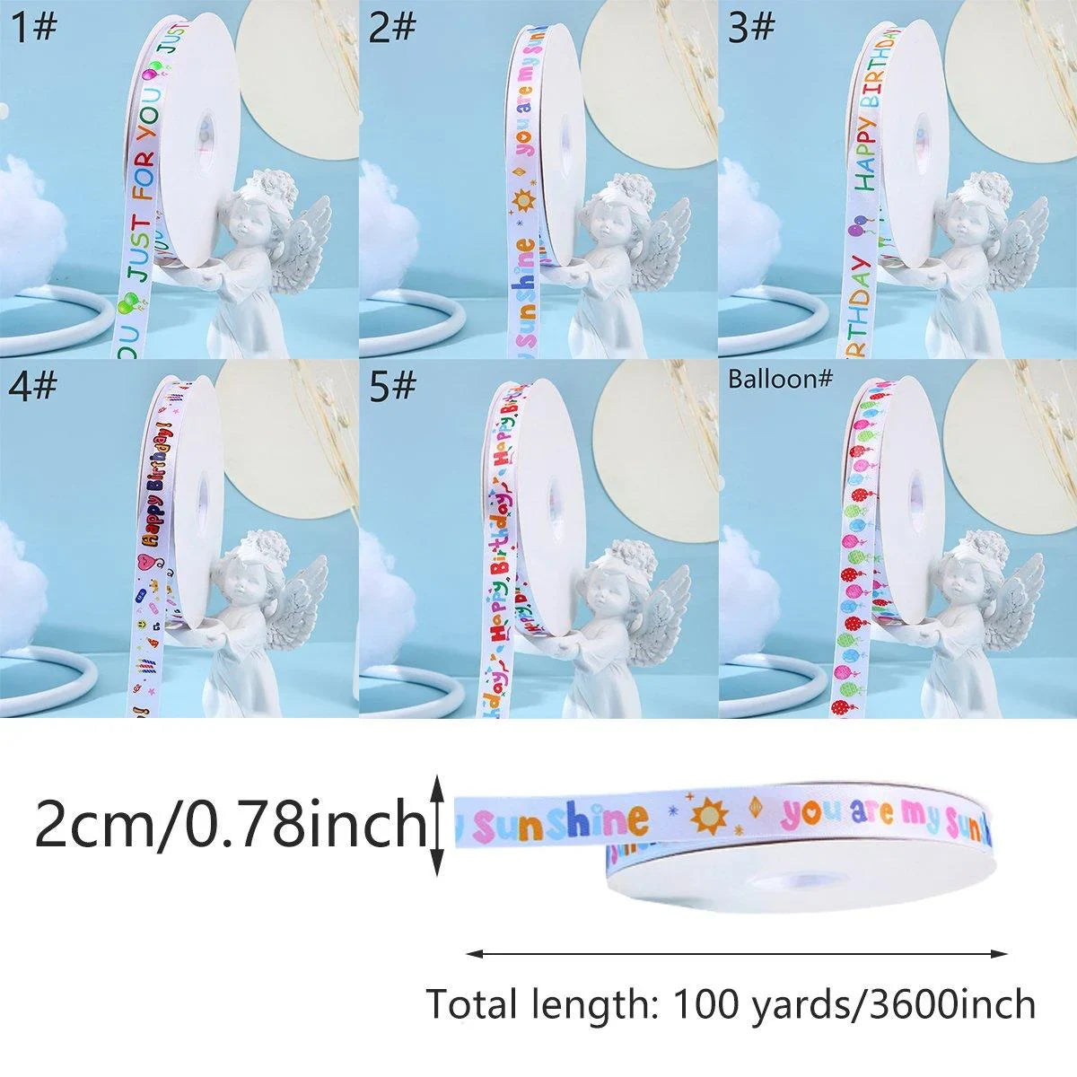 Polyester Happy Birthday Ribbon 100Yard