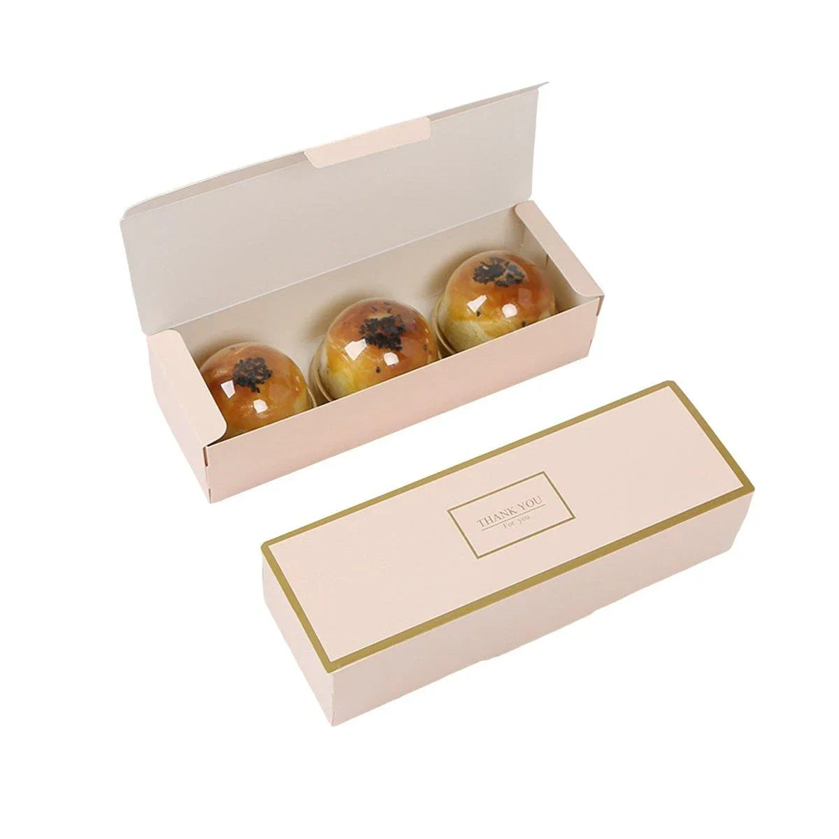 Long Strip Pastry Boxes Food-Grade Cardboard 25PCS