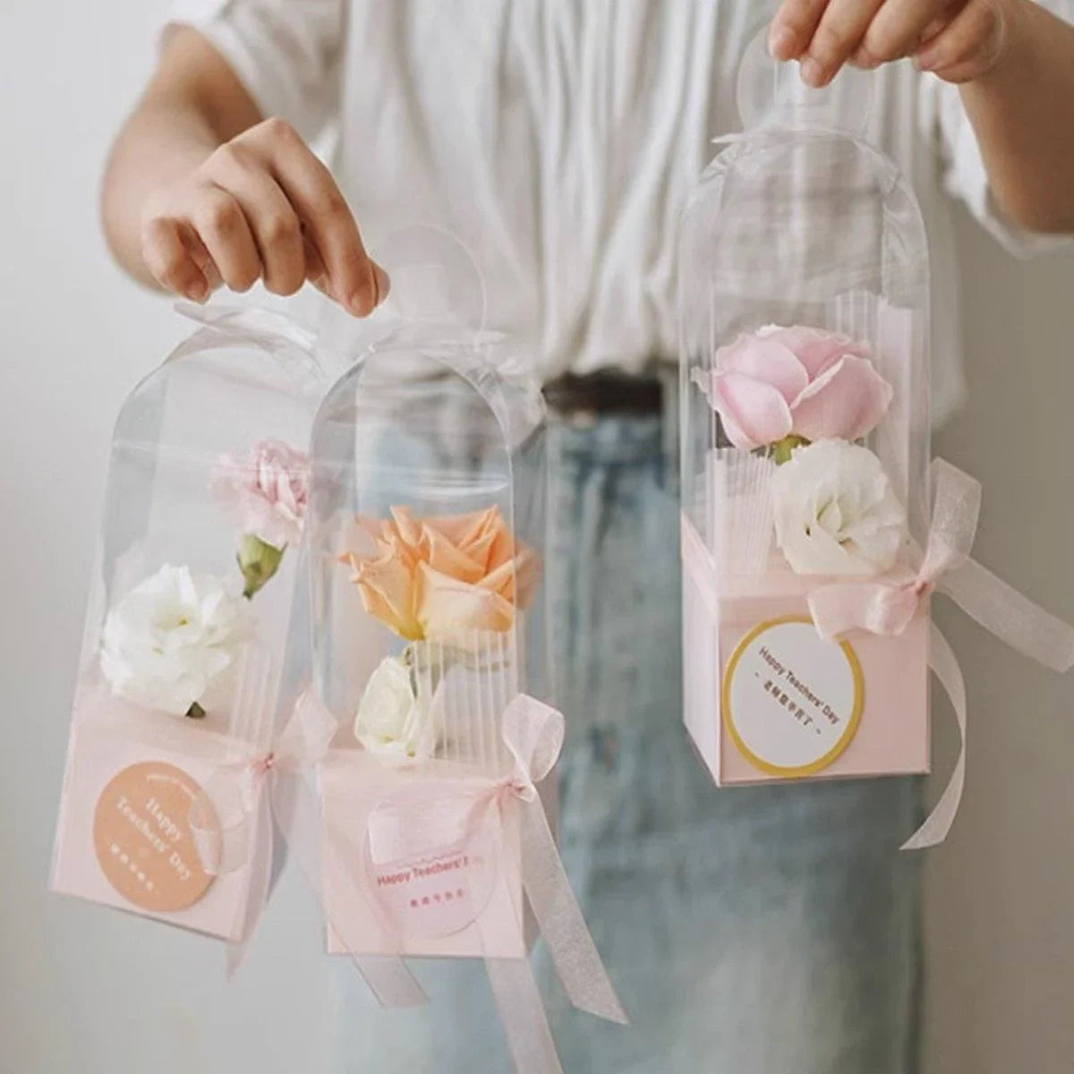 Clear PVC Flower Boxes Gift Packaging 10PCS