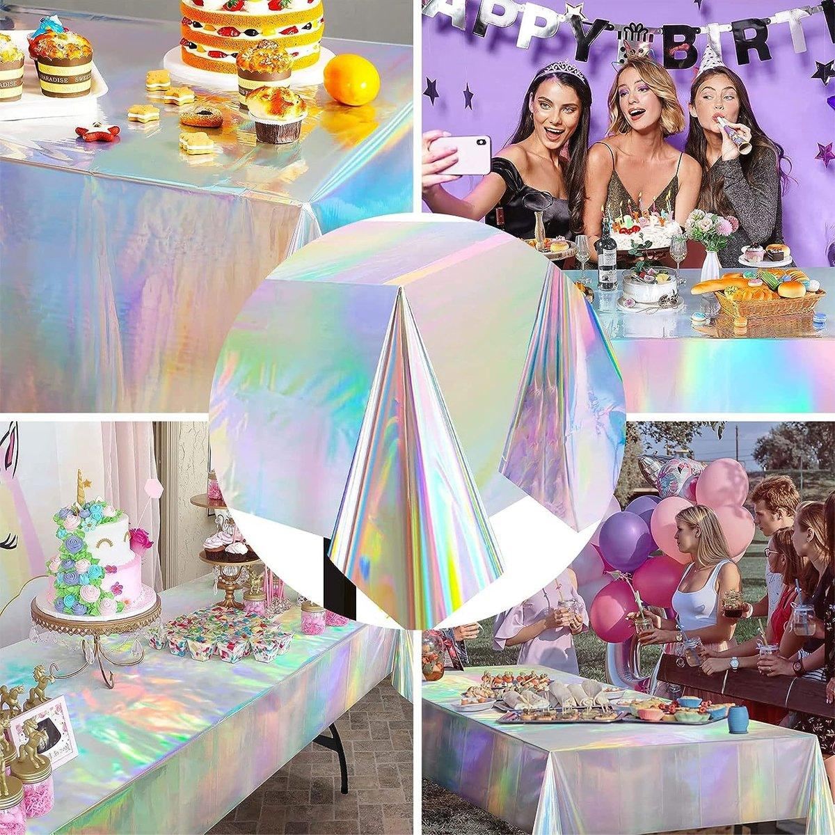 10PCS Disposable Party Decorative Tablecloth Laser Colorful