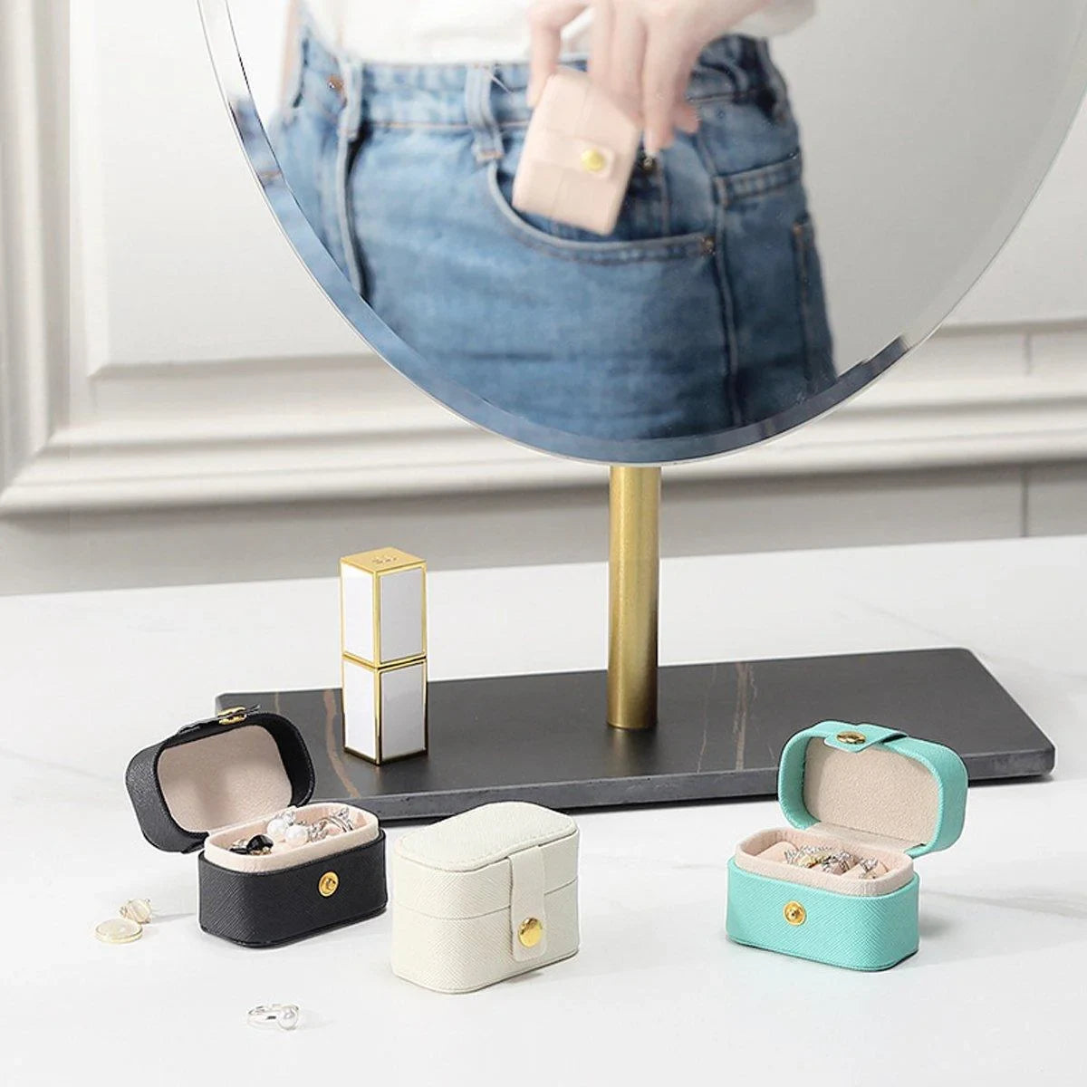 High-Quality Synthetic Leather Mini Jewelry Boxes 5PCS