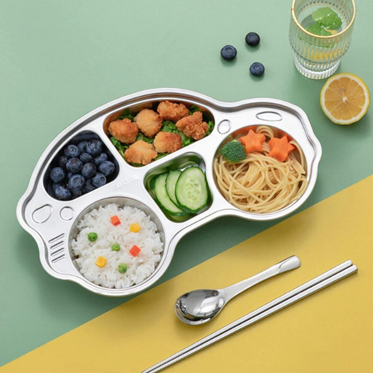 Children Stainless Steel Dinner Plate 2PCS