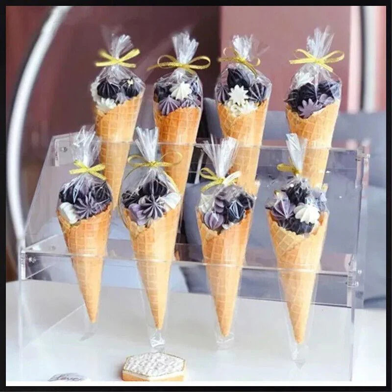 100PCS Easter Clear Cello Cone Bags