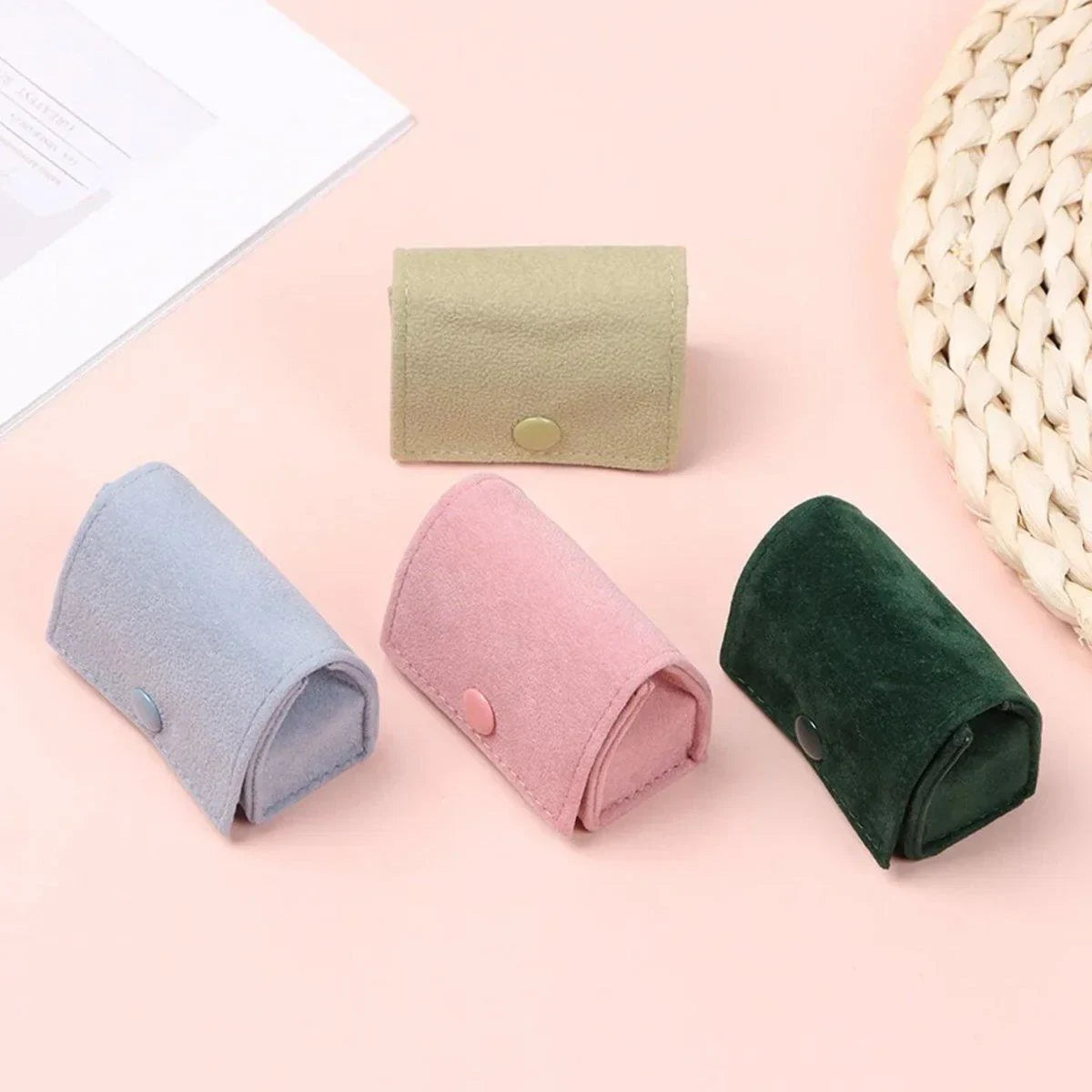 Premium Fabric Mini Rings and Earrings Jewelry Boxes 5PCS