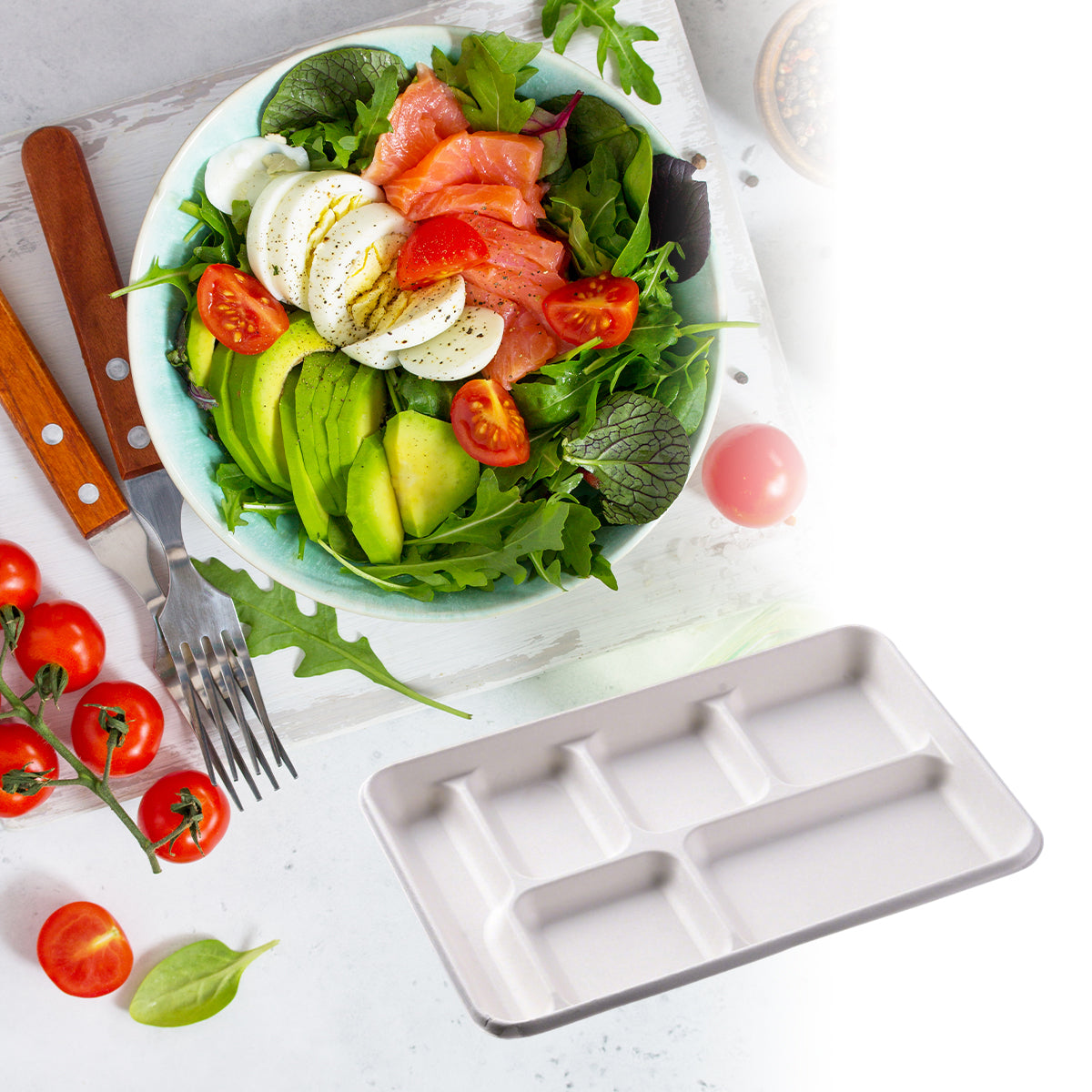 Disposable Compartment Lunch Box Biodegradable 800ml 1200ml