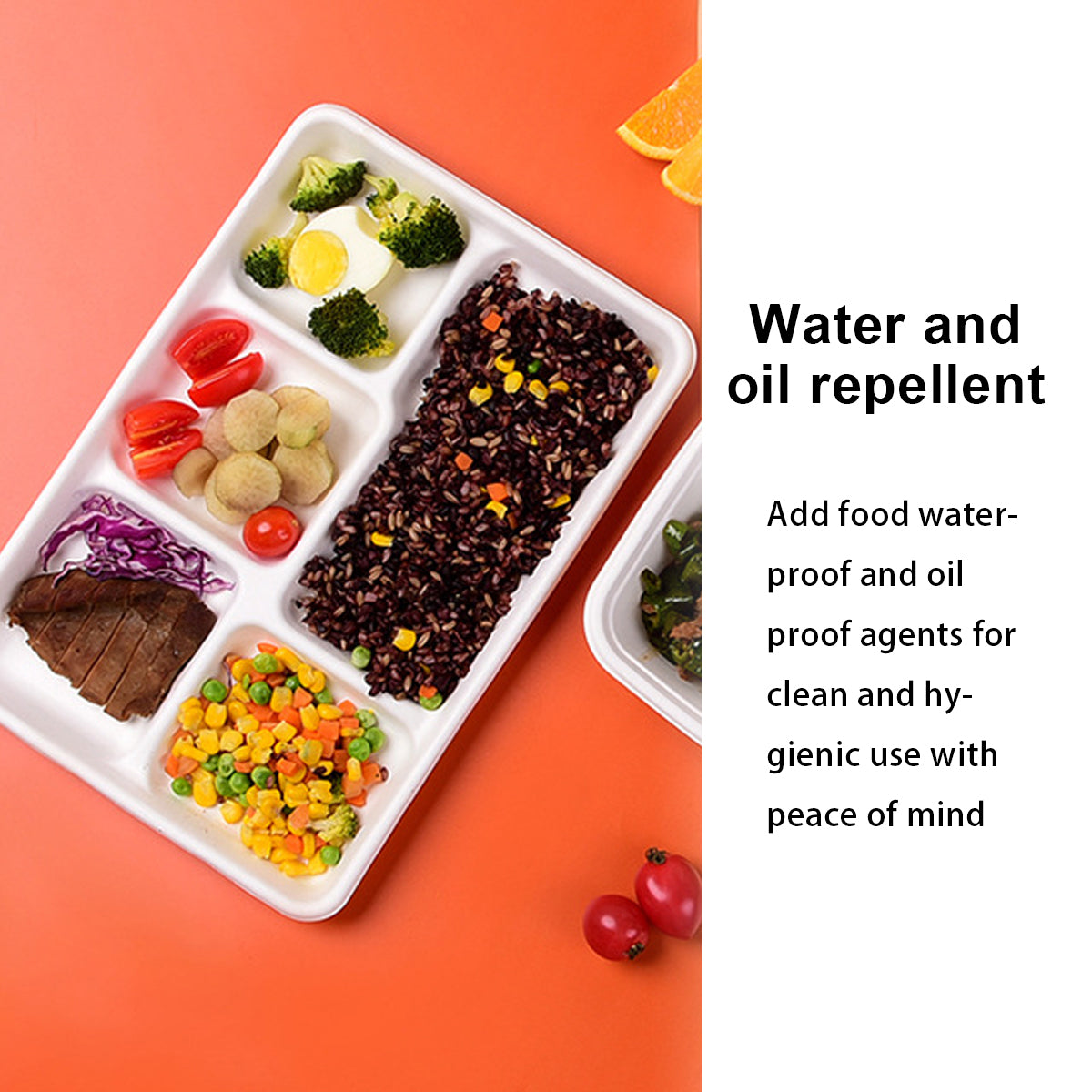 Disposable Compartment Lunch Box Biodegradable 800ml 1200ml