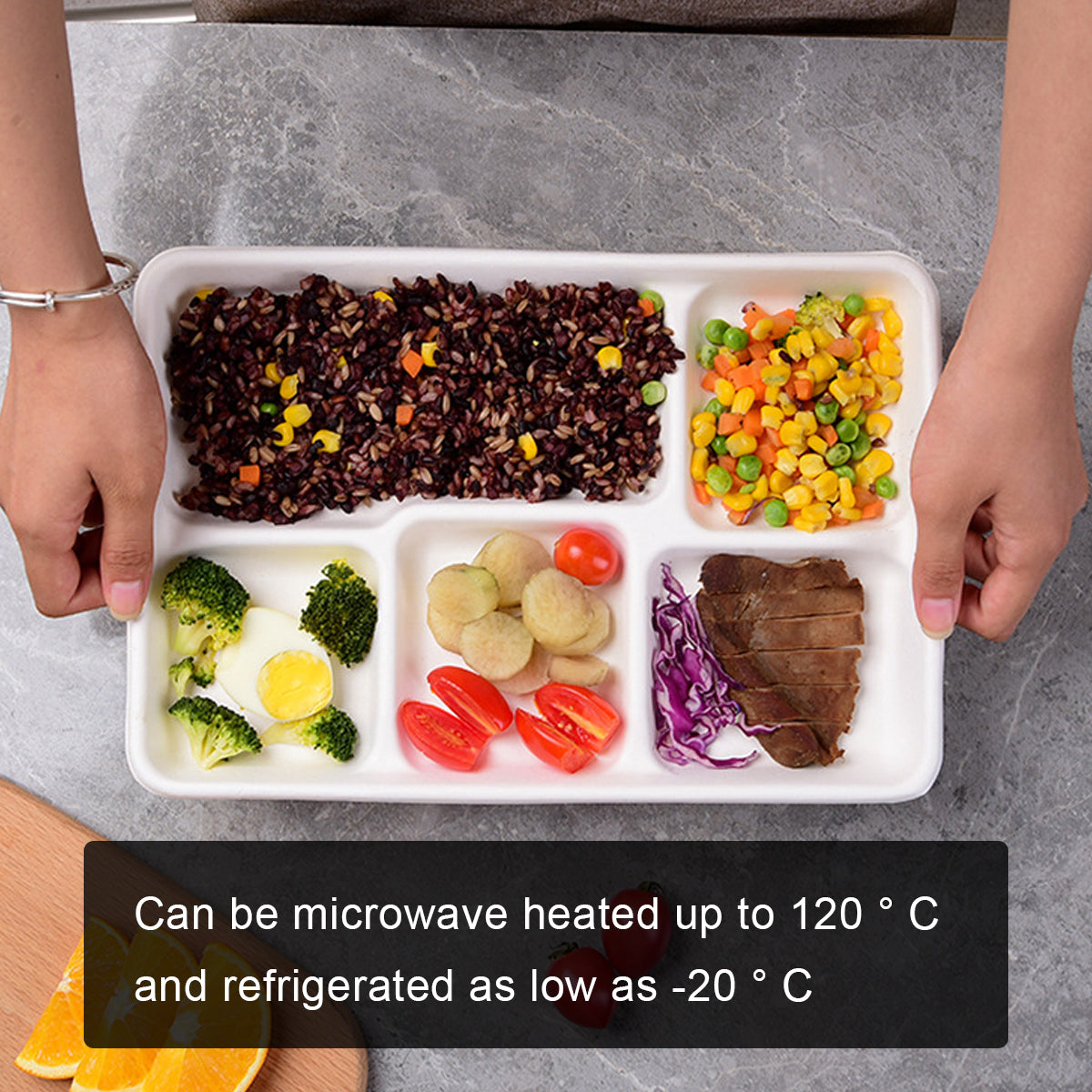 Disposable Compartment Lunch Box Biodegradable 800ml 1200ml