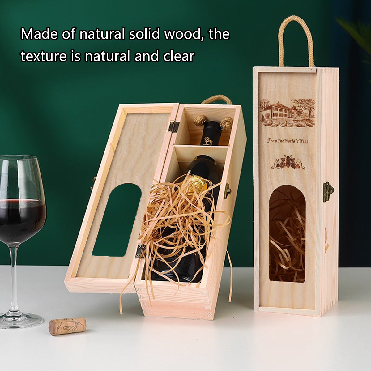 Wooden Wine Box Durable Exquisite Packaging Case for Wine Storage