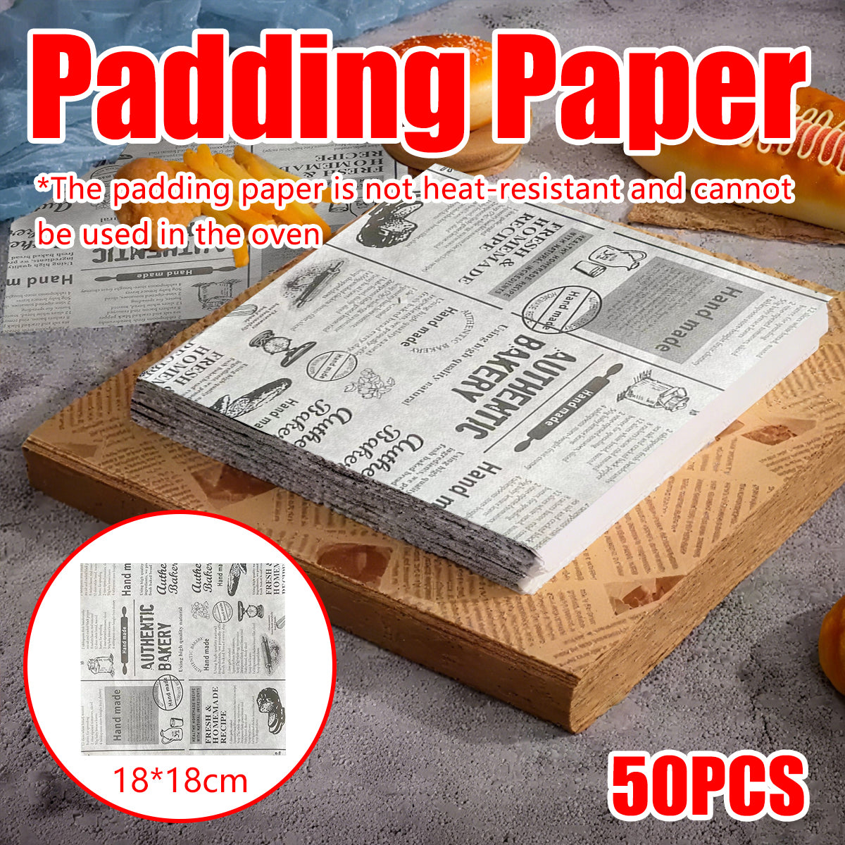 50PCS Oil Proof Hamburger Wrapping Paper Food Grade for Sandwiches Snacks