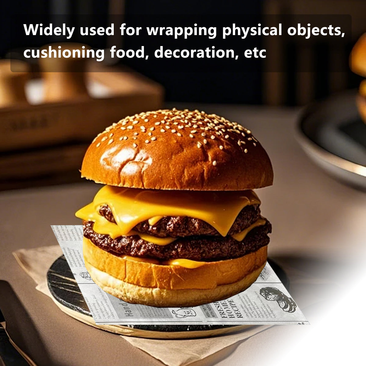 50PCS Oil Proof Hamburger Wrapping Paper Food Grade for Sandwiches Snacks