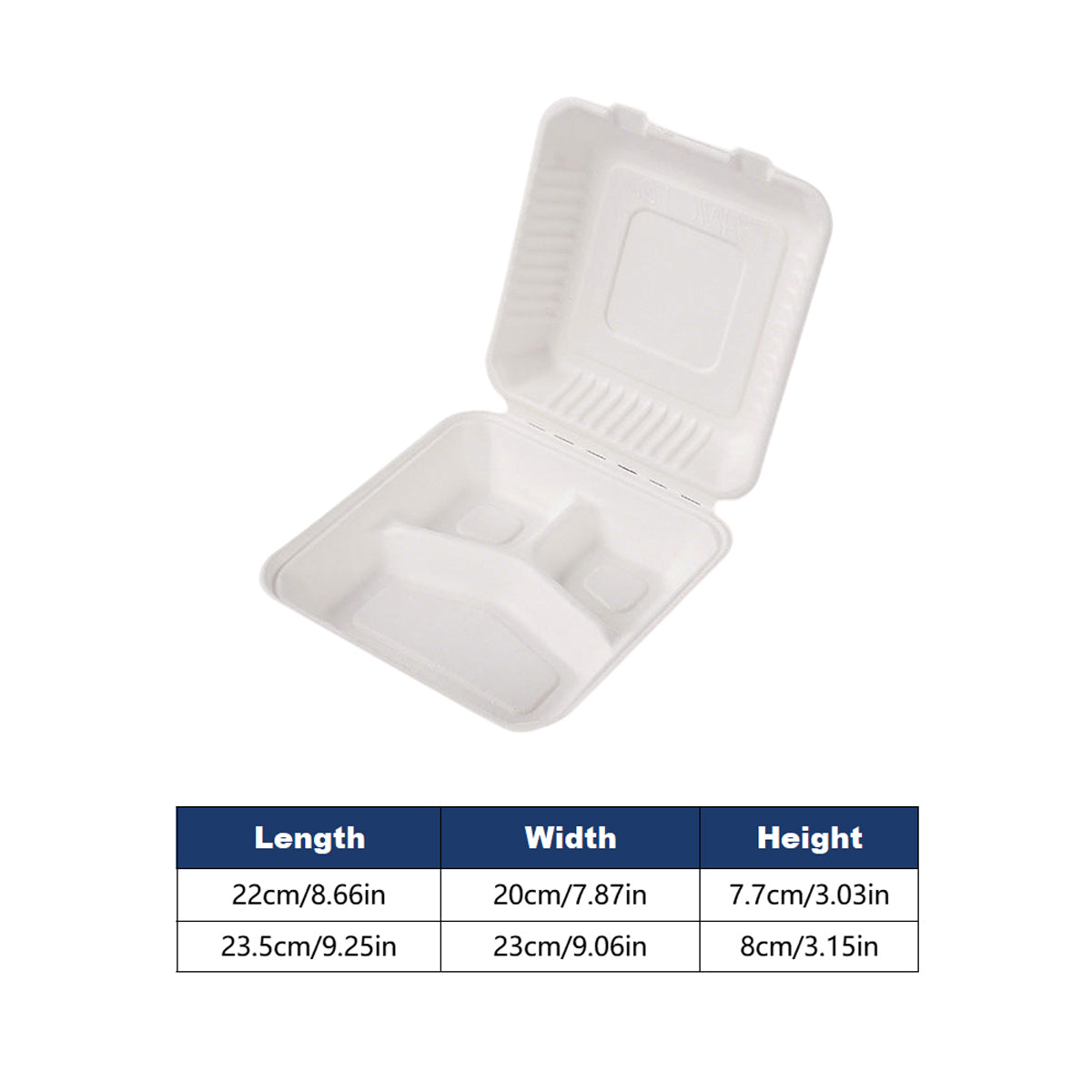 100PCS Disposable Biodegradable Lunch Box for Food Storage Takeaway Meal Safe