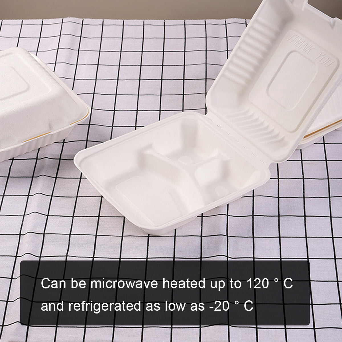 100PCS Disposable Biodegradable Lunch Box for Food Storage Takeaway Meal Safe