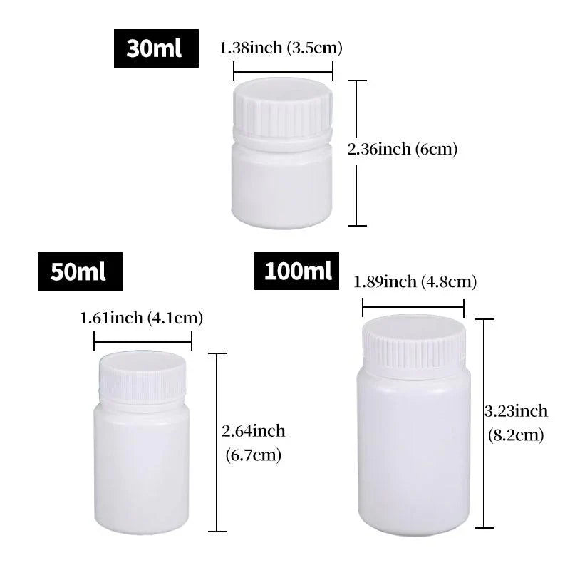 White PE Capsule Bottle Small Medicine Bottle 100PCS