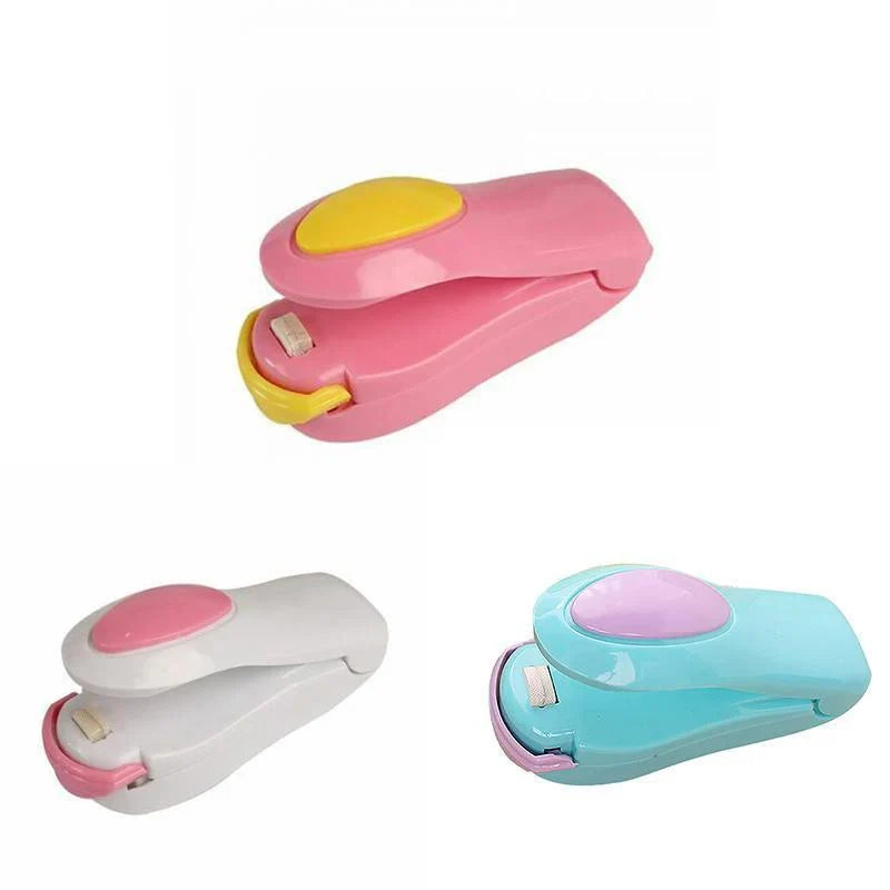 Using a hand held heat sealer to seal a plastic bag