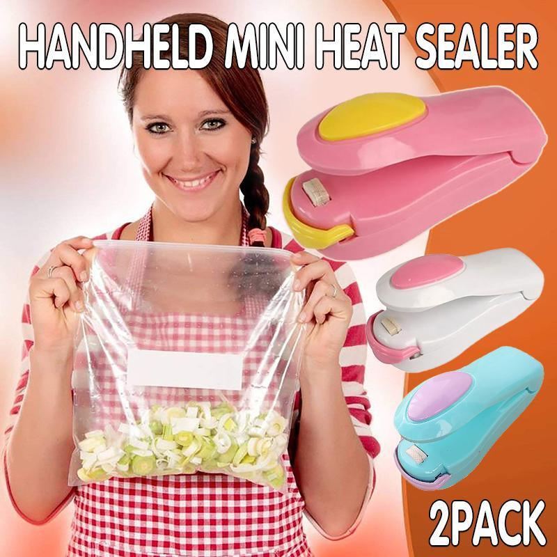 Using a hand held heat sealer to seal a plastic bag