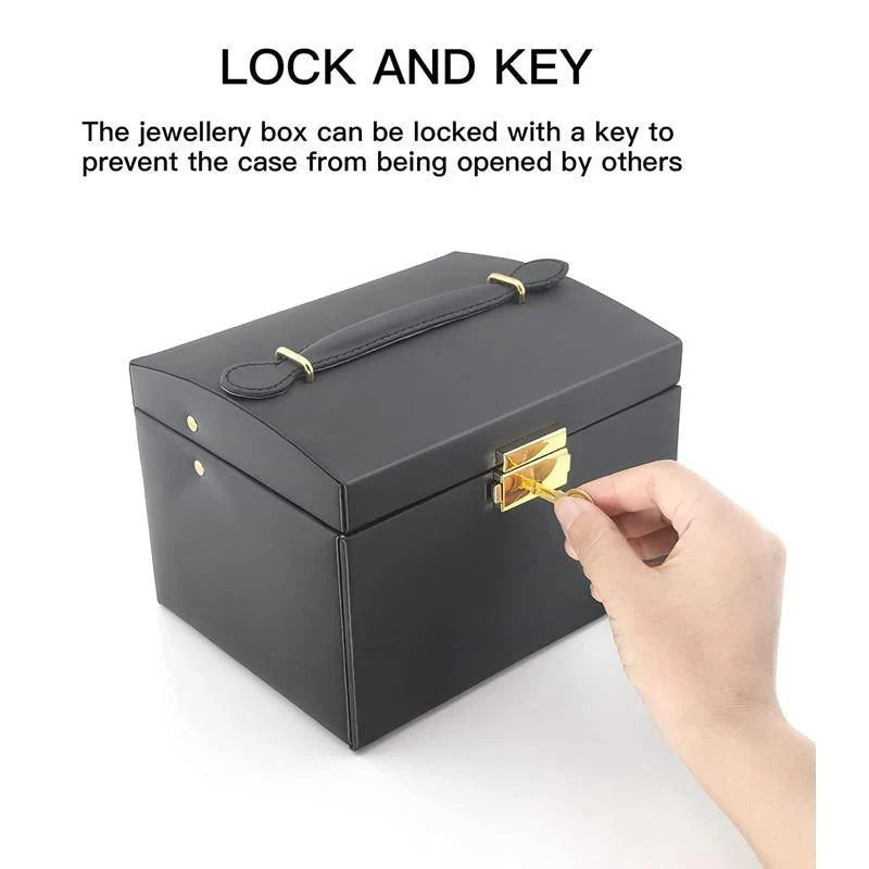 Multilayered Jewellery Storage Box 1PC 2Colours 17.5x14x13cm PU Leather - Discount Packaging Warehouse