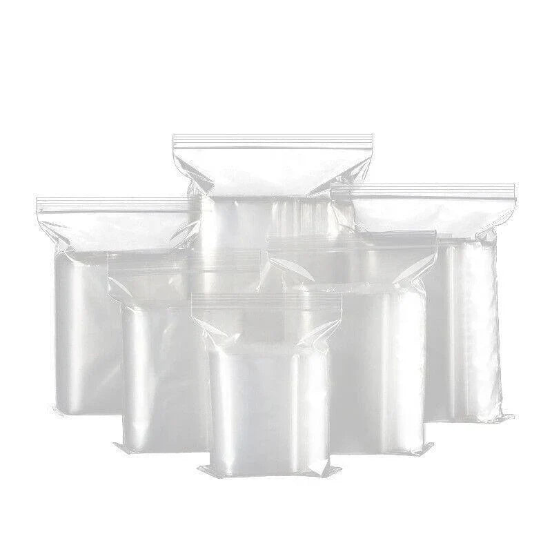 A variety of small items neatly organized in clear small ziplock pouches, showcasing their versatility and convenience.
