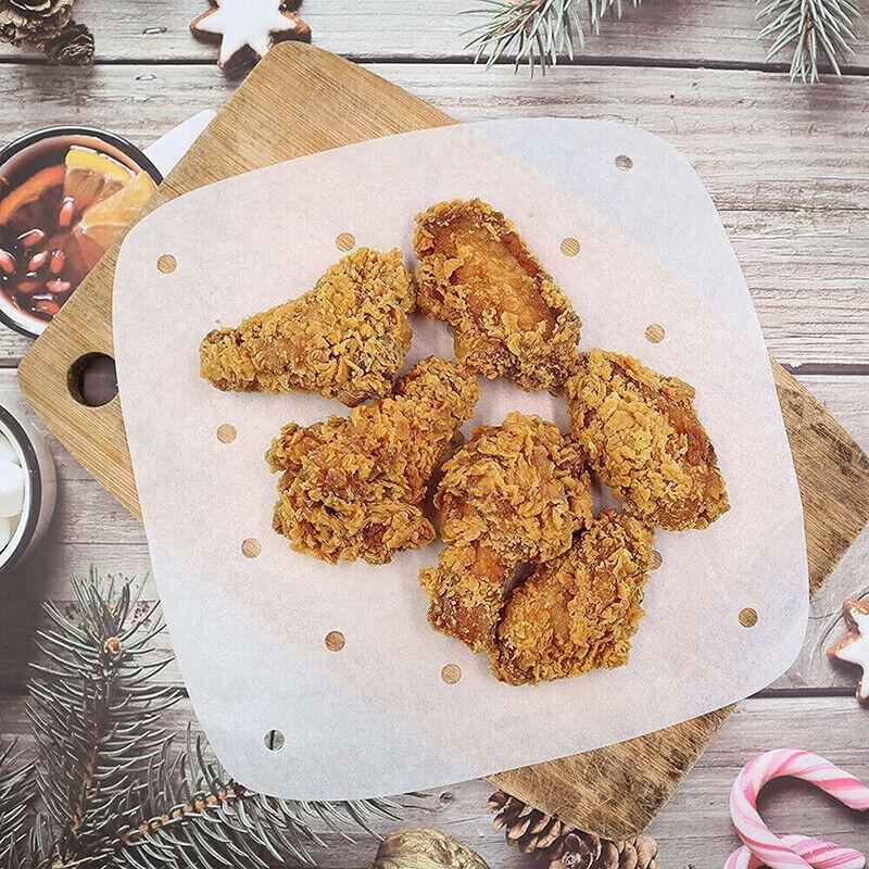 Perforated Air Fryer Parchment Paper Liners 100PCS 2Sizes Square Non-stick - Discount Packaging Warehouse