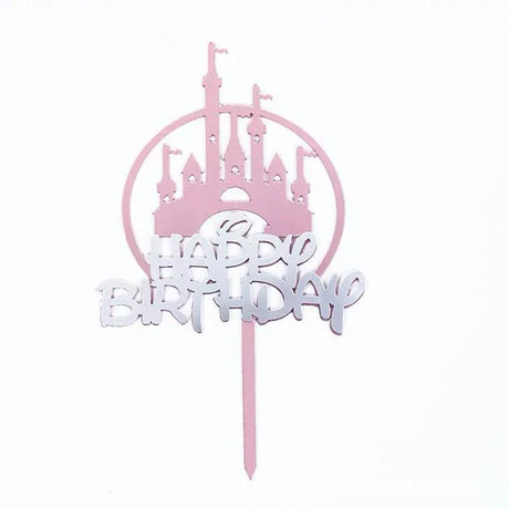 Pink Castle Cake Topper 10-20SETS Acrylic 12x10cm - Discount Packaging Warehouse
