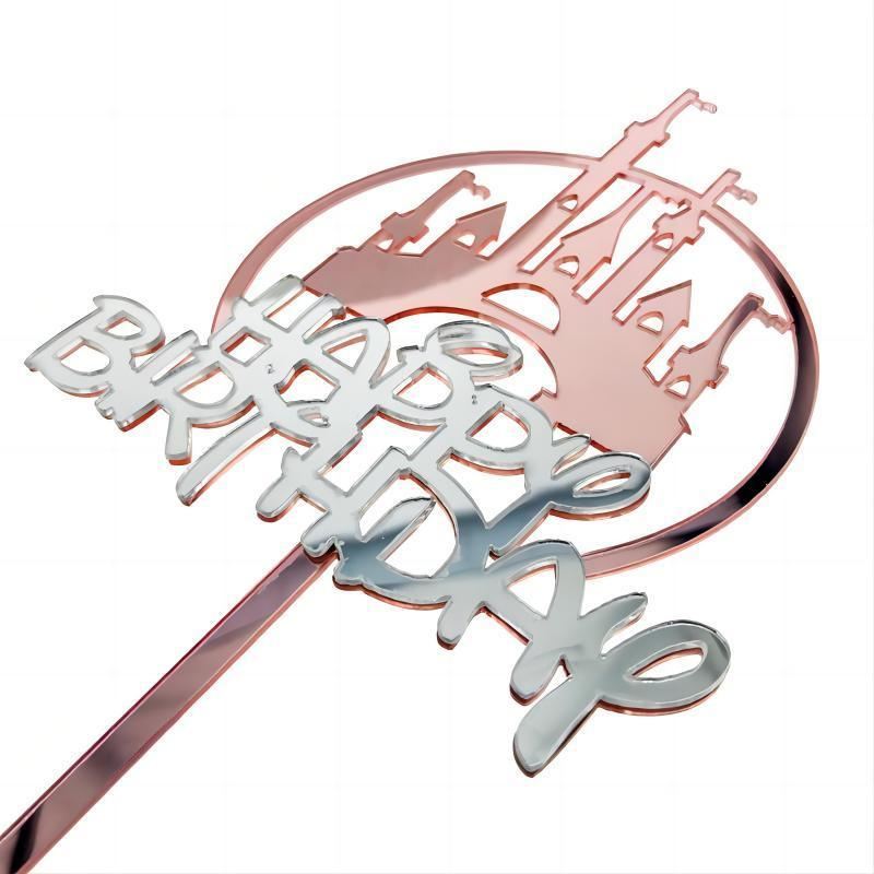 Pink Castle Cake Topper 10-20SETS Acrylic 12x10cm - Discount Packaging Warehouse