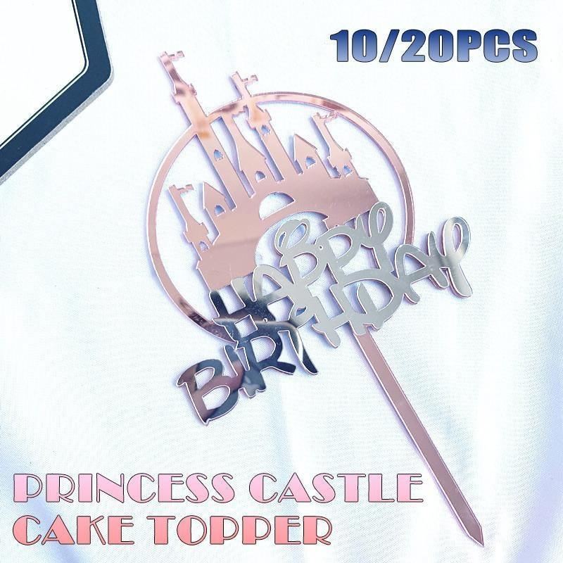 Pink Castle Cake Topper 10-20SETS Acrylic 12x10cm - Discount Packaging Warehouse