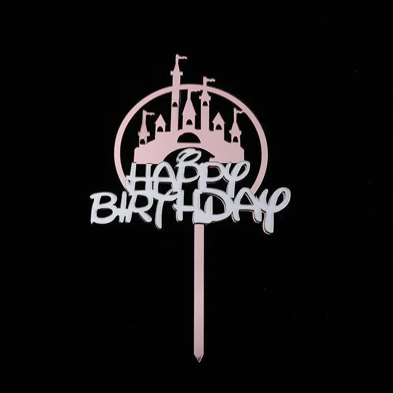 Pink Castle Cake Topper 10-20SETS Acrylic 12x10cm - Discount Packaging Warehouse