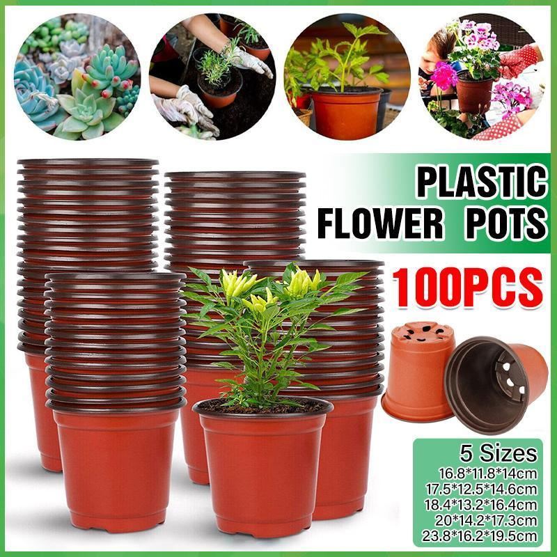 Plastic Plant Pots 100PCS 5Sizes Nursery Seedlings Pot Growing Container - Discount Packaging Warehouse