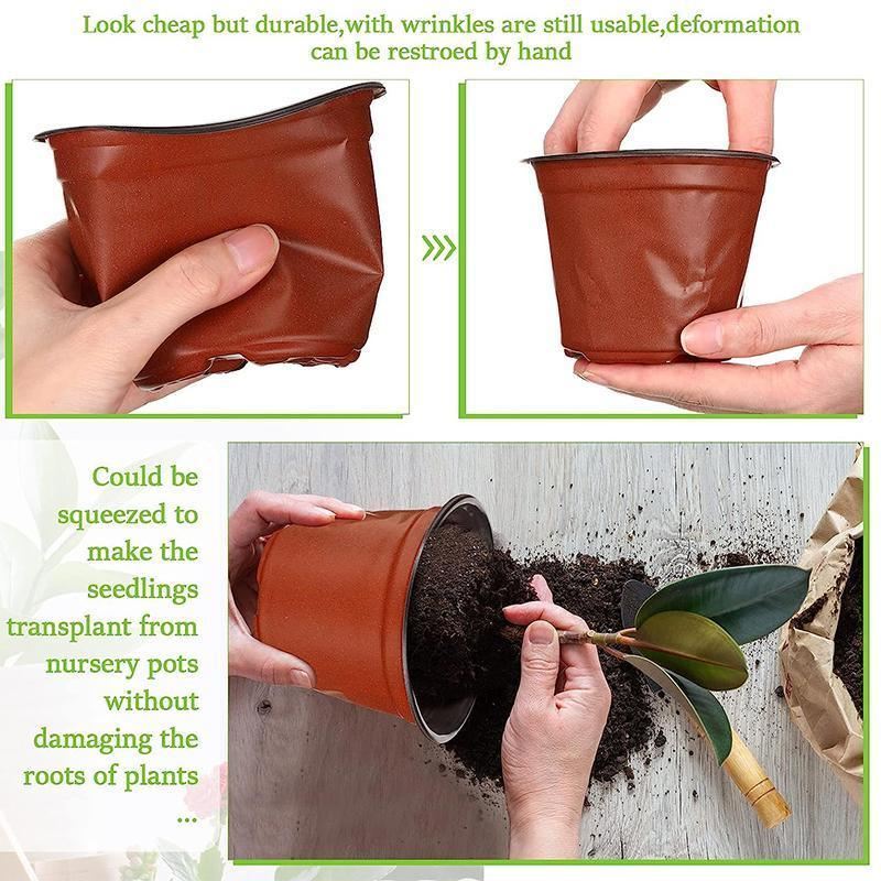 Plastic Plant Pots 100PCS 5Sizes Nursery Seedlings Pot Growing Container - Discount Packaging Warehouse