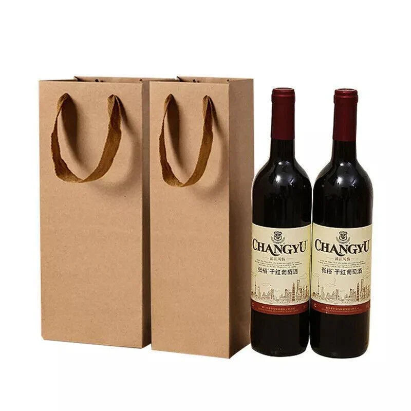 Elegant wine bottle bags showcasing various designs and colors, perfect for gifting.