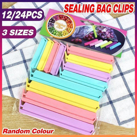 Reusable Bag Sealing Clips 12-24PCS 3Sizes 4Colours PVC - Discount Packaging Warehouse